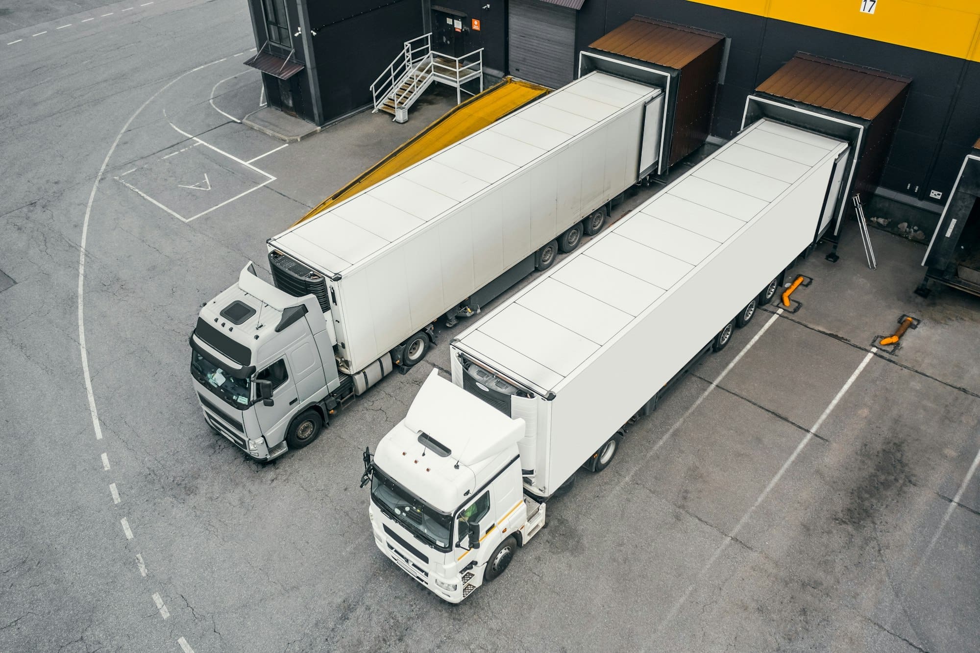 Trucks in the distribution hub